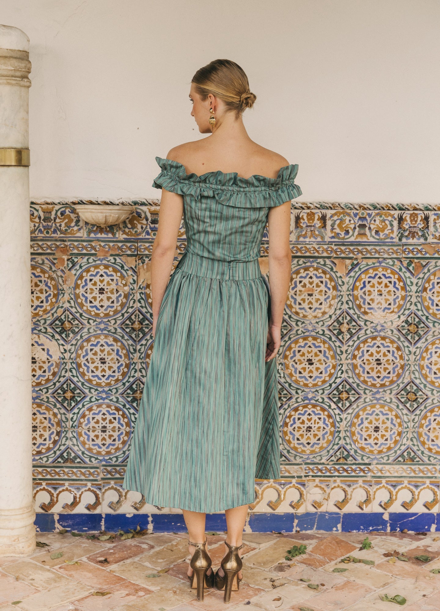 Celina-Cameron sage top and skirt set