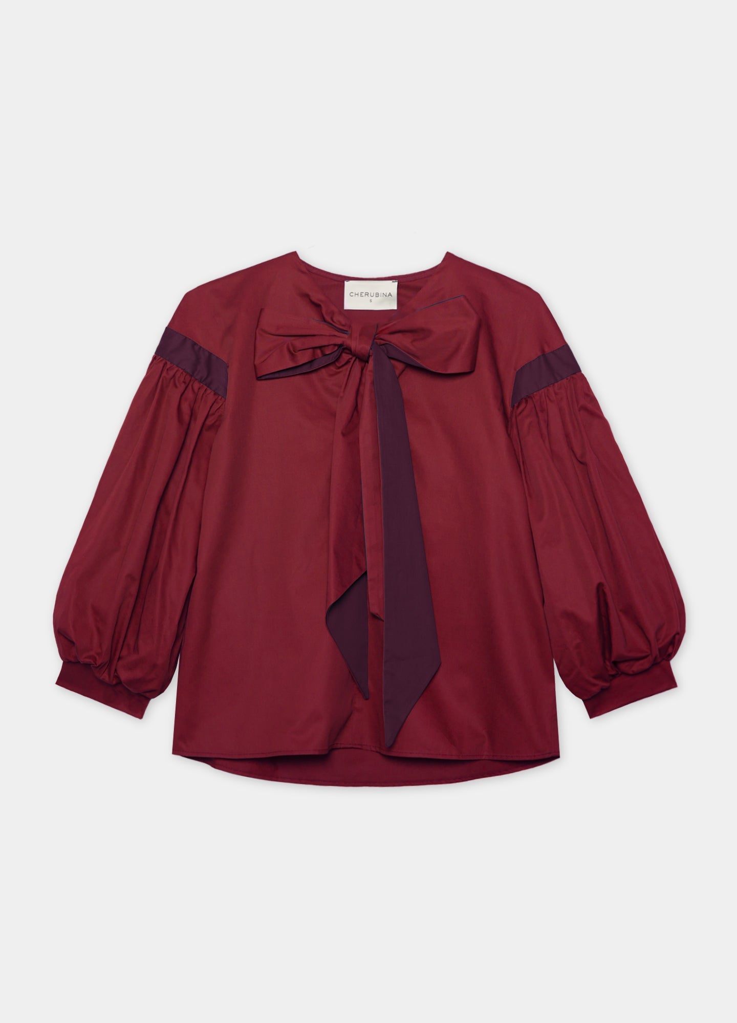 Bessie-Simone burgundy blouse and skirt set