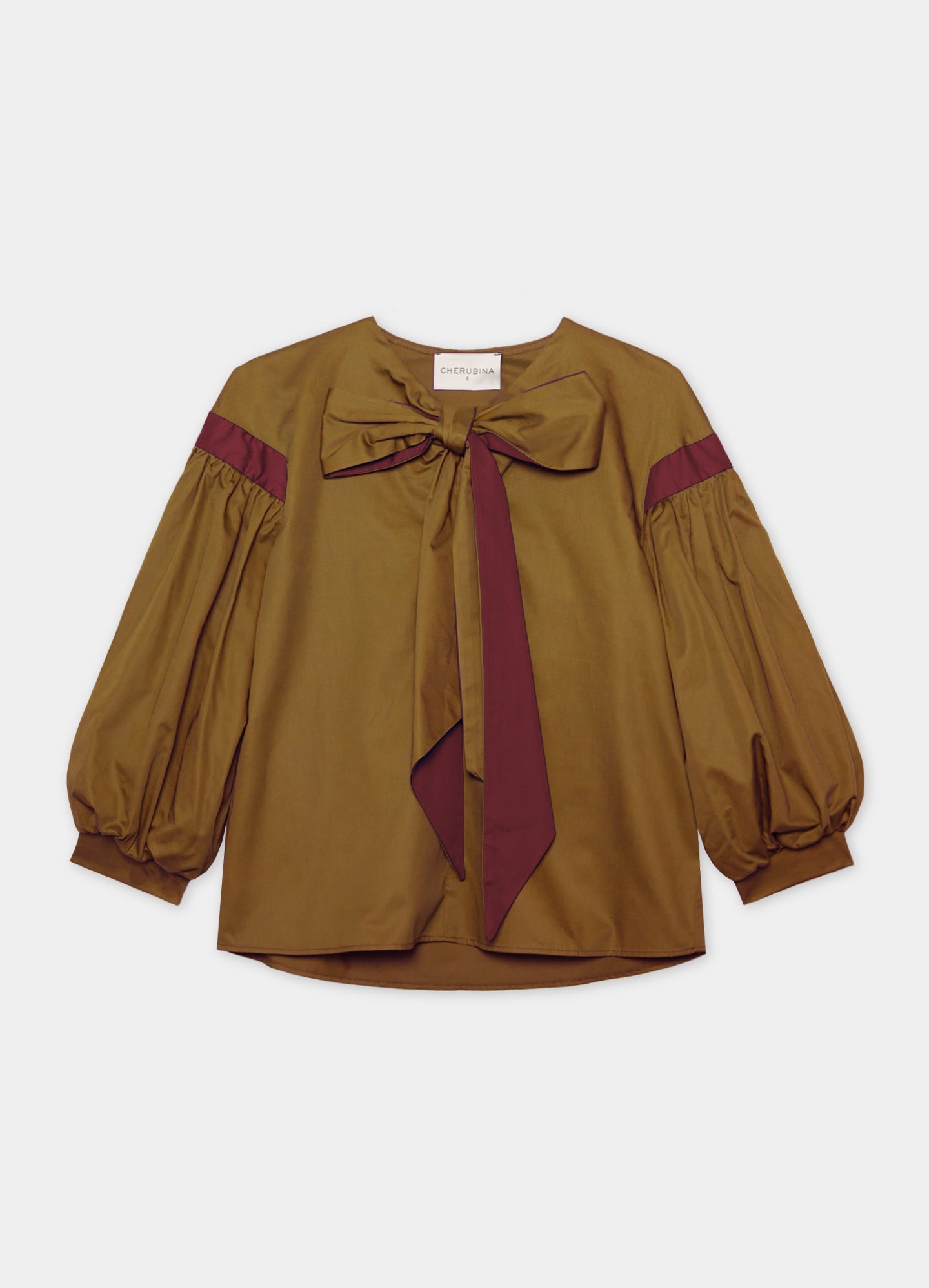 Bessie-Simone khaki blouse and skirt set