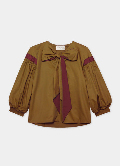 Bessie-Simone khaki blouse and skirt set