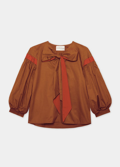 Bessie-Simone brown blouse and skirt set