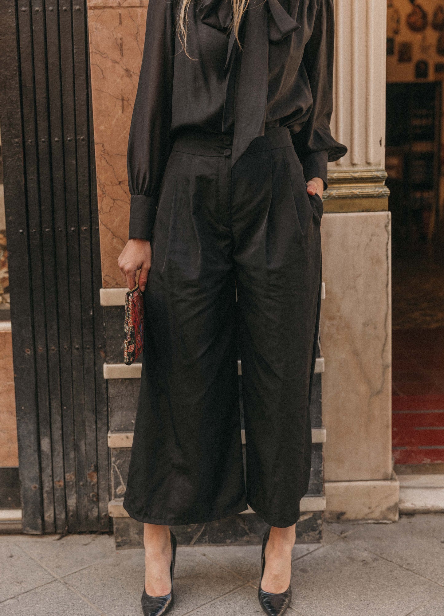 Tiana-Riley black blouse and pants set