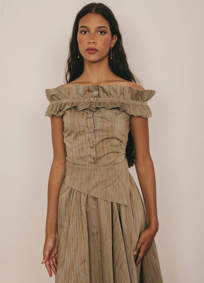 Celina-Cameron toffee top and skirt set