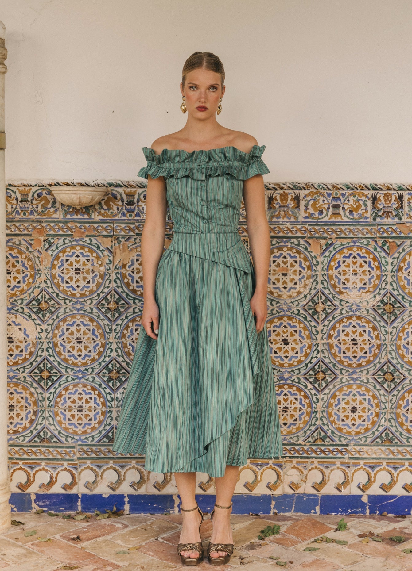 Celina-Cameron sage top and skirt set