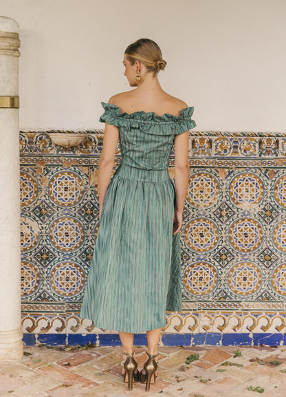 Celina-Cameron sage top and skirt set