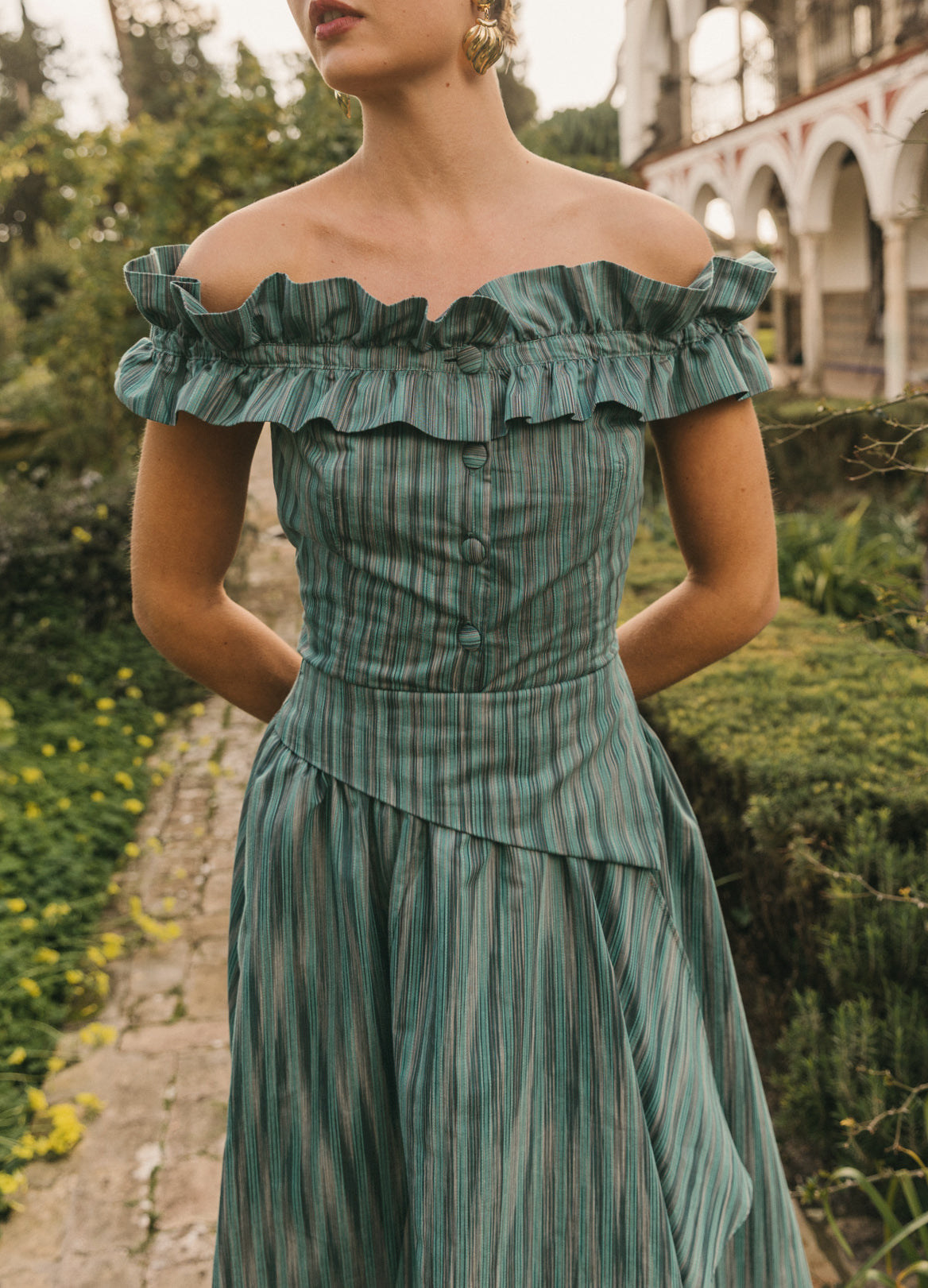 Celina-Cameron sage top and skirt set