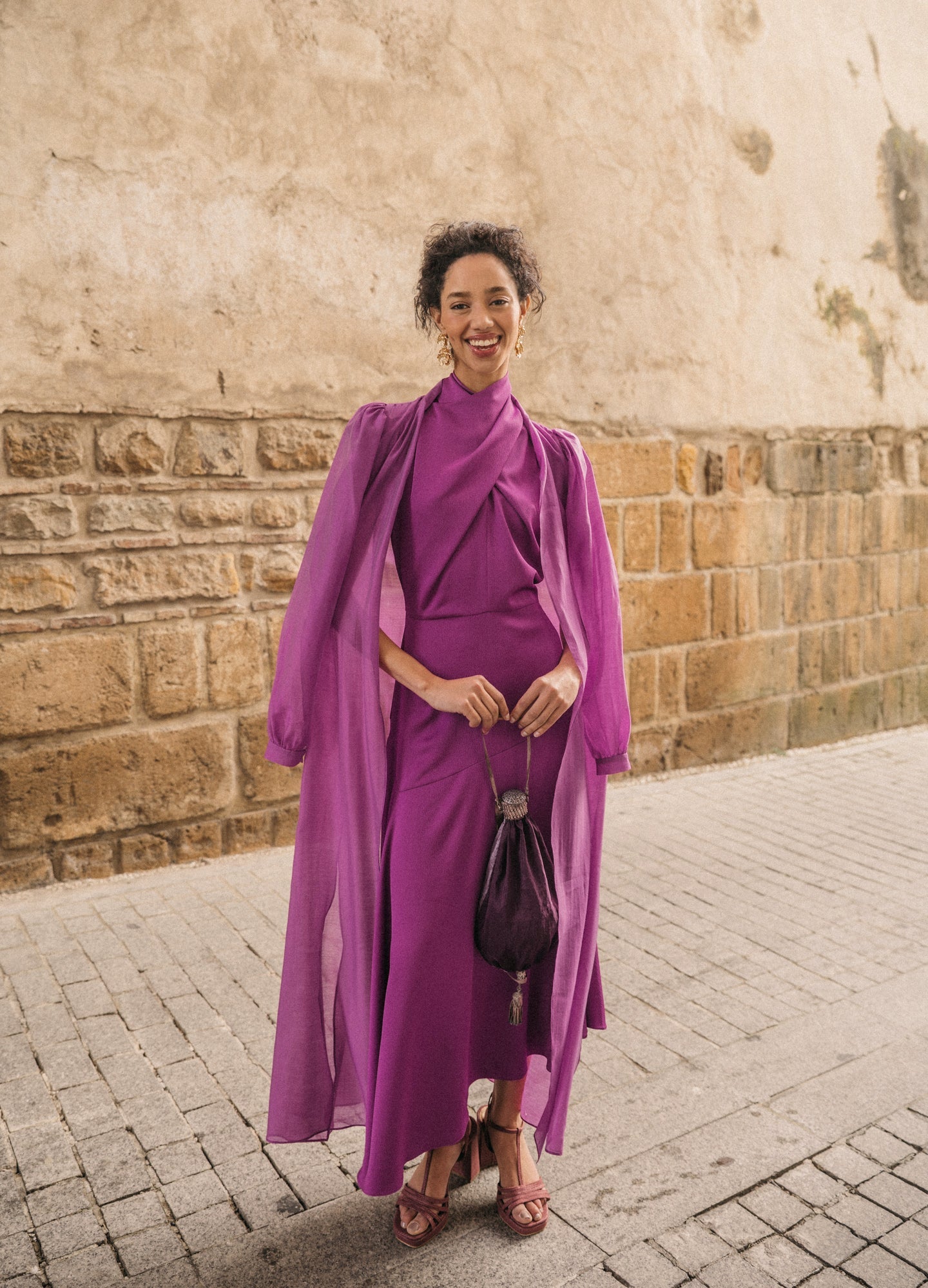 Zaria-Chelsey bougainvillea dress and coat set