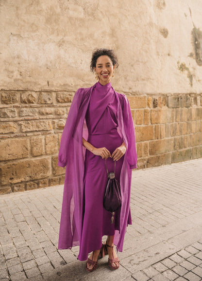 Zaria-Chelsey bougainvillea dress and coat set