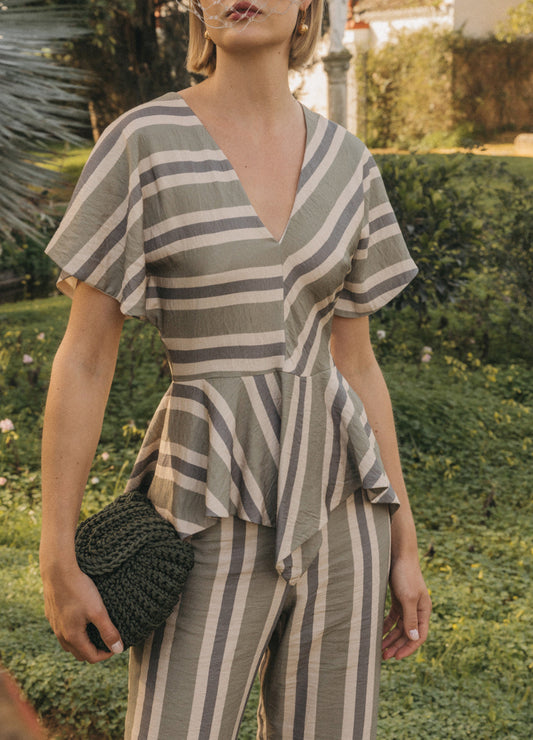 Kiana-Ayla khaki top and skirt set
