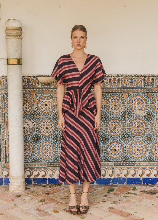 Kiana-Ayla Aubergine Top and Skirt Set