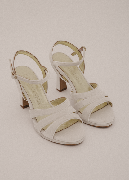 Baltimore White Velvet Sandal
