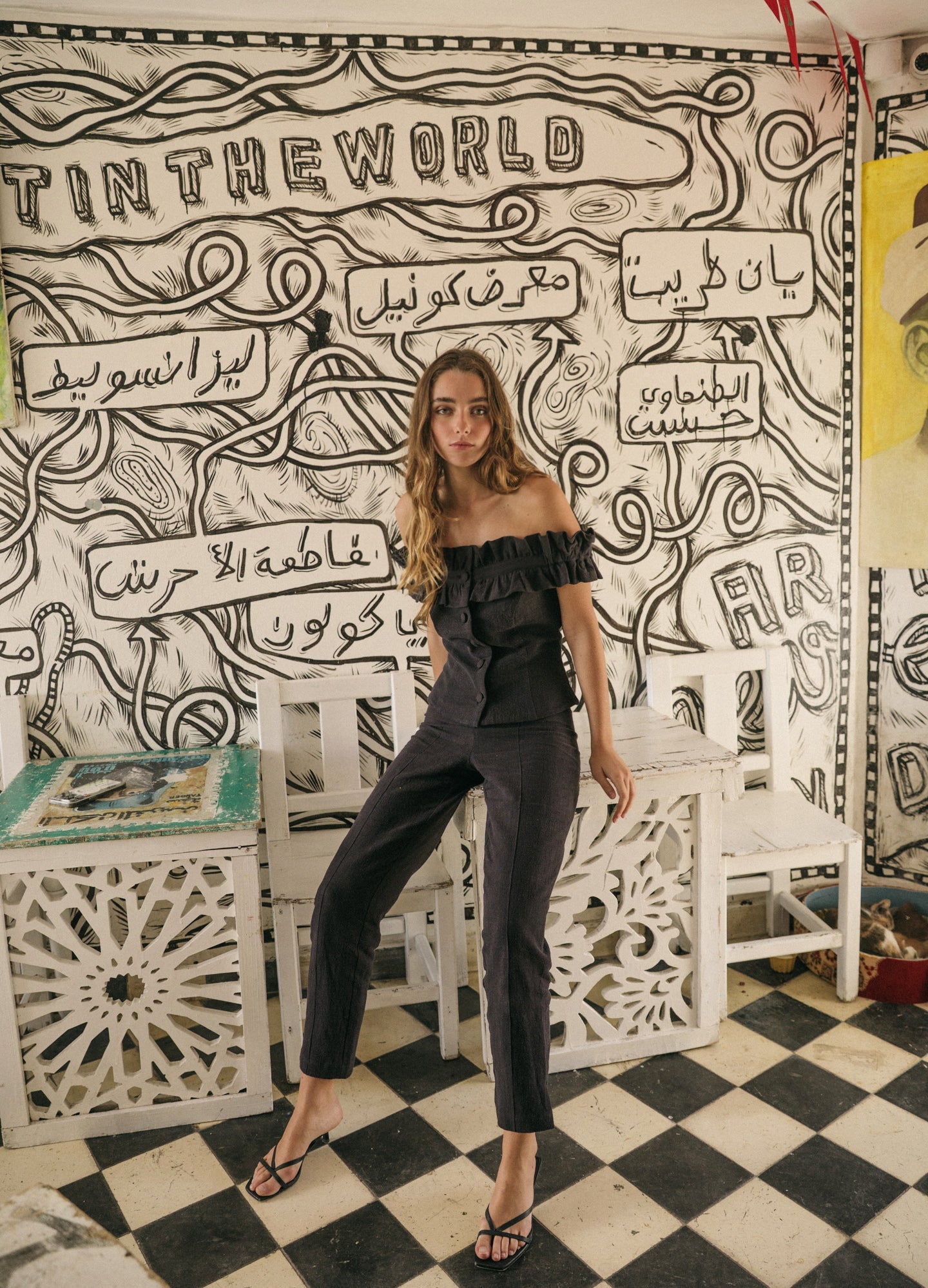 Seraphina-Lott Black Top and Pants Set