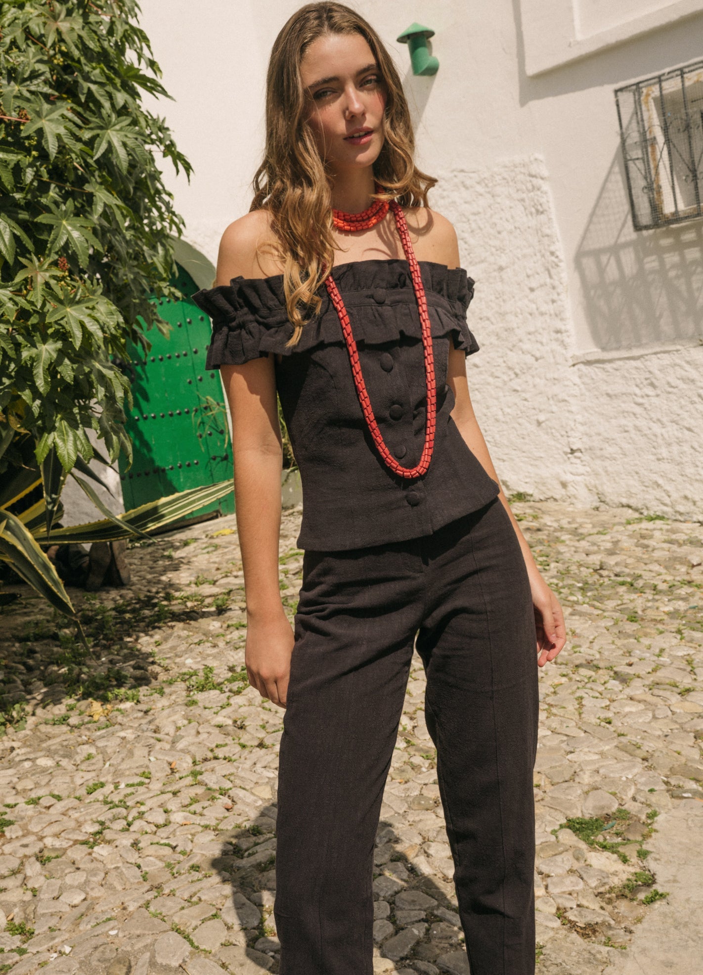 Seraphina-Lott Black Top and Pants Set